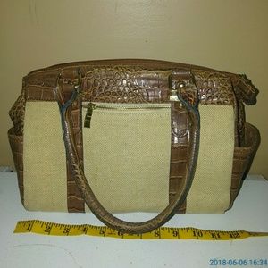 Brown faux crocodile handbag